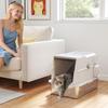 Stainless Steel Large Cat Litter Box with Flip Lid, Scoop, and Deodorizer, Light Grey