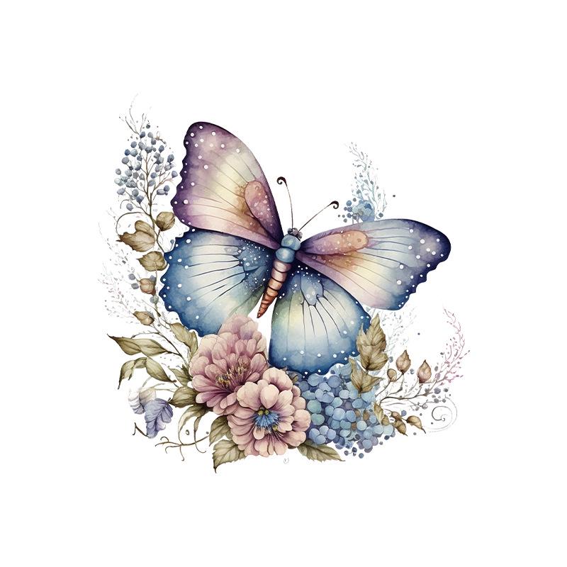 Self-Adhesive Flower Butterfly Wall Stickers for Girls' Bedroom or Children's Bathroom Decoration
