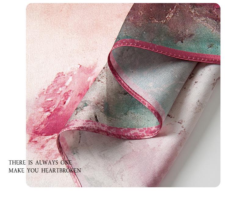 Elegant Pink Rose Mulberry Silk Scarf - Luxury Gift for Mom: Light, Decorative Neckerchief Snood
