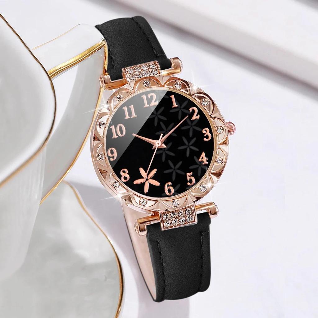 Elegant Diamond-Studded Women's Quartz Watch & Bracelet Set