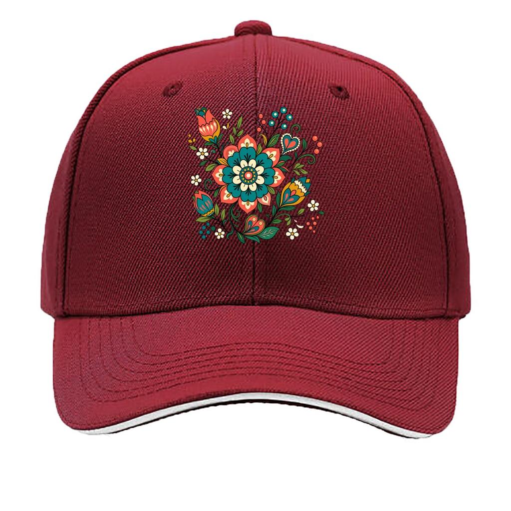 Woodland Floral Folk Heart Bloom Sandwich Baseball Cap Sun Cap Outdoor Workouts Hat