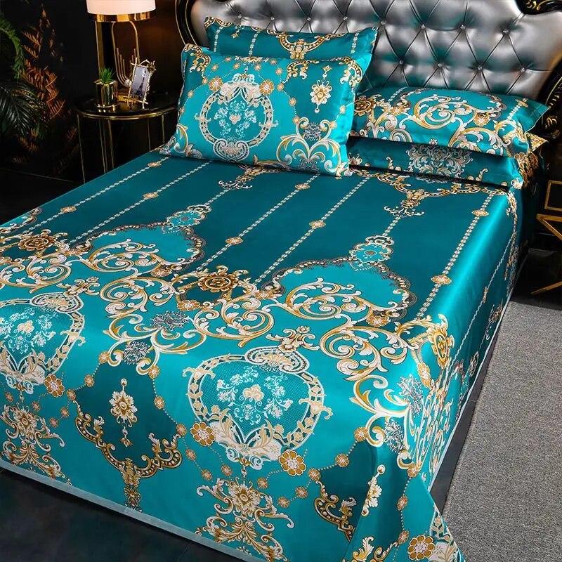 Luxury Smooth Linen Bed Sheet Set Home Bedding Decor Cooling Mat Machine Washable Bed Sheet Queen King Size with Pillowcases