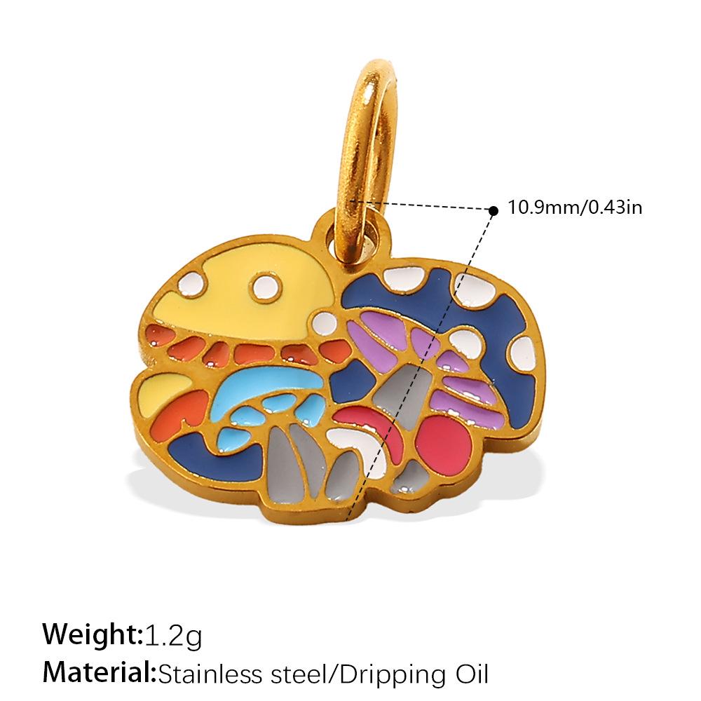 Adorable Multi-Shape Mushroom Pendant with Colorful Drip Oil Design