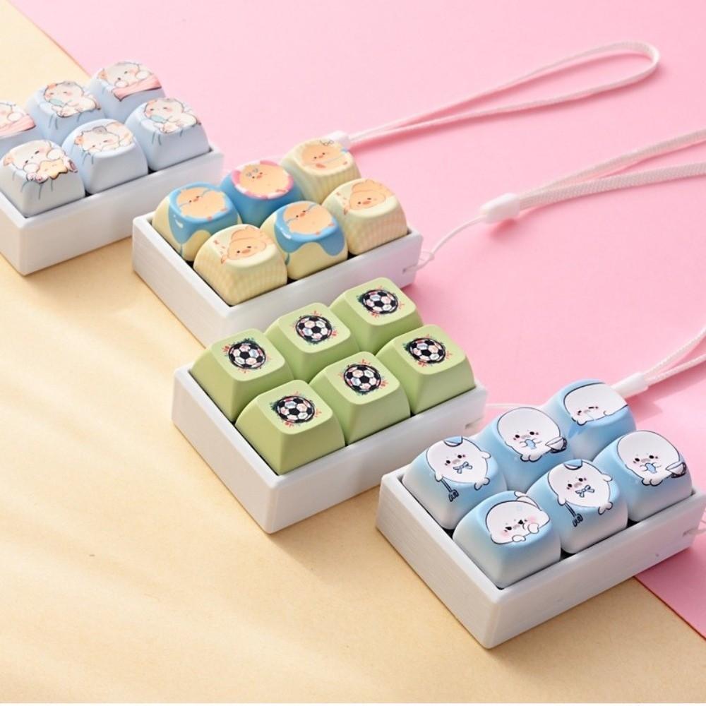 Clicky Button Fidget Clicker Toy Football Pattern Finger Keyboard Pendant for Adults