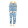 Women's Summer High Waist Wide Leg Ripped Jeans