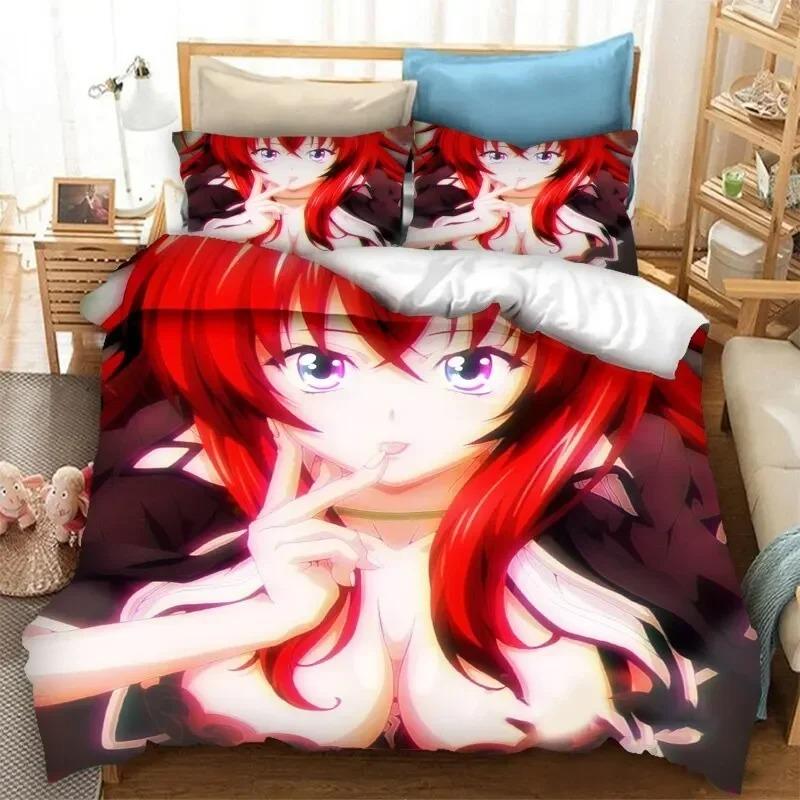 Anime High Schol DxD Beding Set For Bedrom Soft Modern Bedspreads Comefortable Children Kids Soft Duvet Cover Comfortable Quilt Cover And Pilowcase