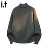 CHOCOOLATEit Men's Autumn Korean Loose Fit Mock Neck Cardigan Sweater