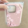 Case For iPhone 17 Pro Max Pink Peach Blossoms Floral Pattern Leather Texture Silicone Cover For iPhone 16 Pro Max 15 14 13 12 11 Air 16E