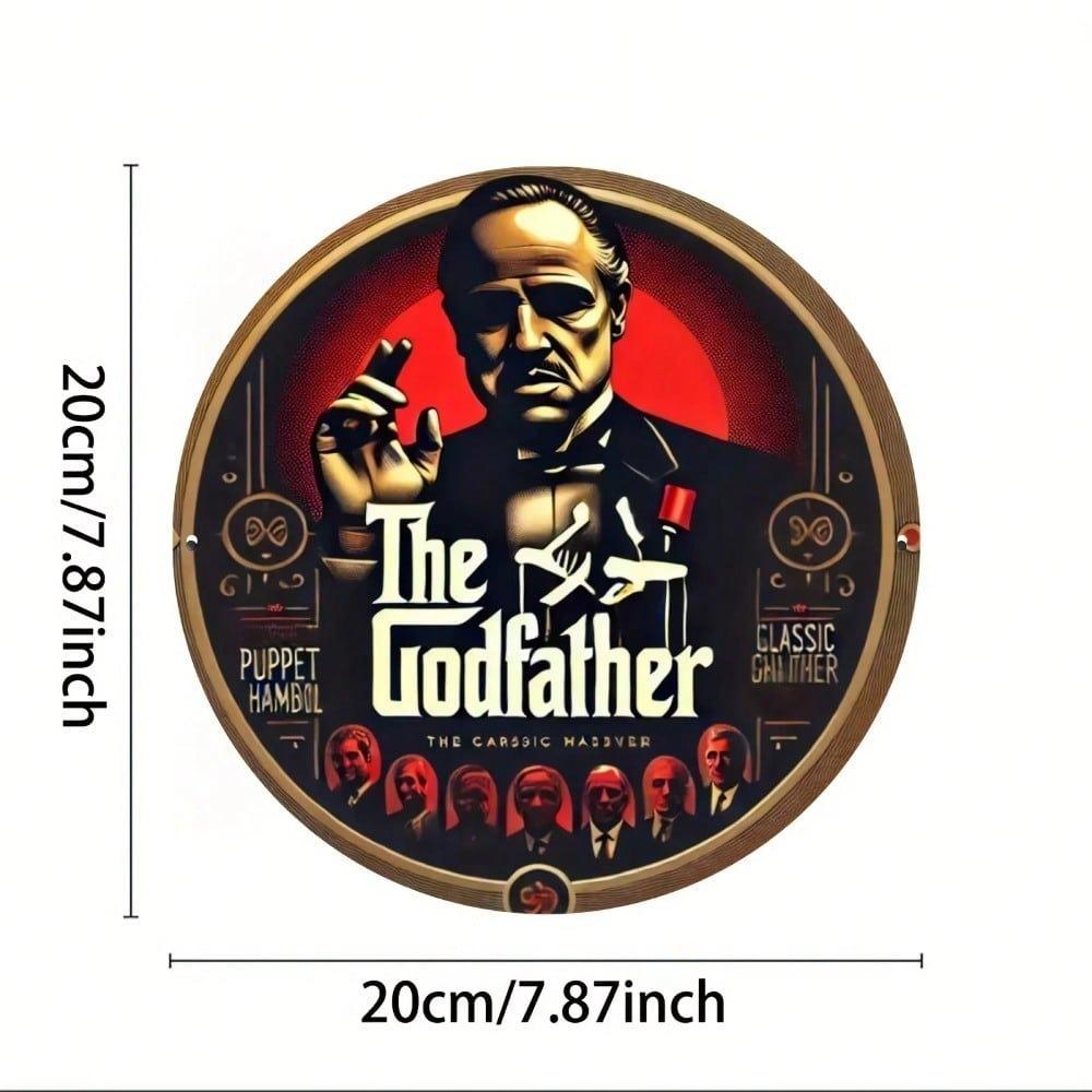 1 st Retro Godfather Blikplaat Wandkunst 8x8 Rond Metalen Bord Duurzaam Cadeau Huis Kantoor Decor