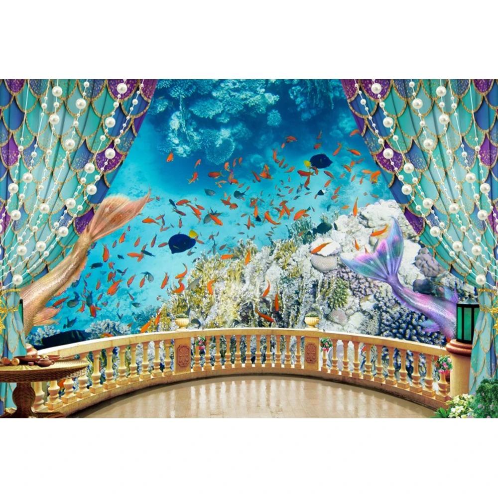 Mermaid Princess Girl Photography Background Birthday Party Decoration Background Photography Studio Photography Props