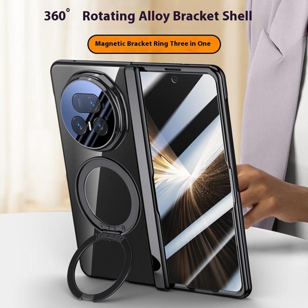 For Honor Magic V5 5G Case Compatible with MagSafe Kickstand Electroplated PC Phone Cover with Screen Protector