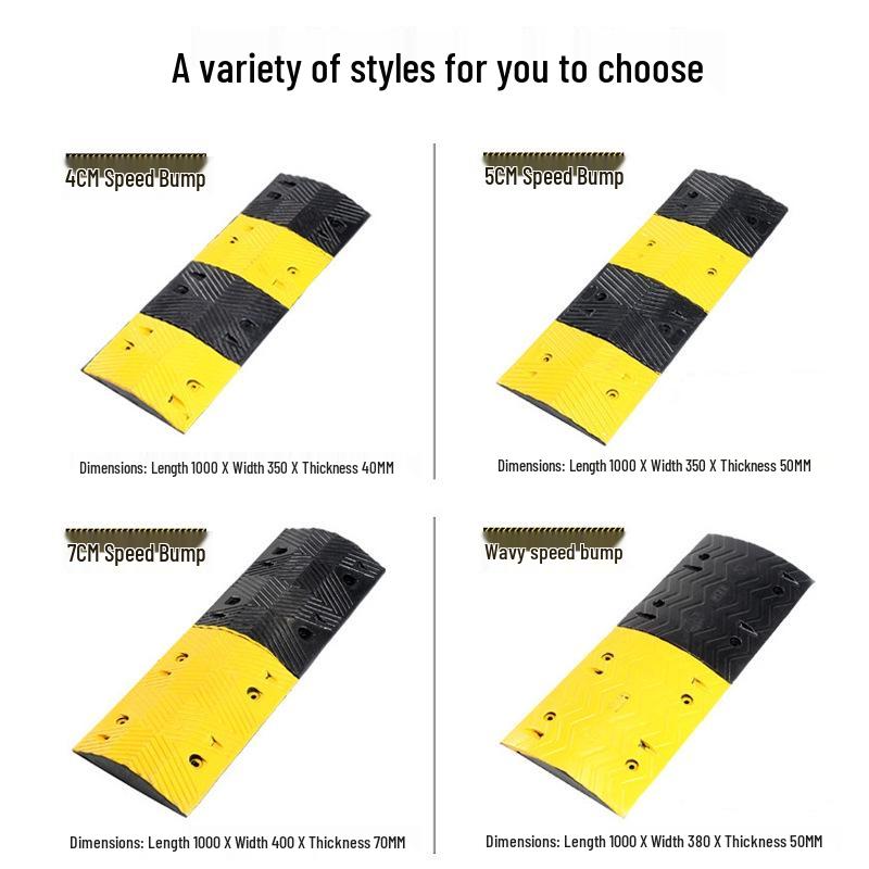 Rubber Speed Bump: Door, Road, Groove, Ramp Mat - Parking Wheel Stopper with Shock Absorption.