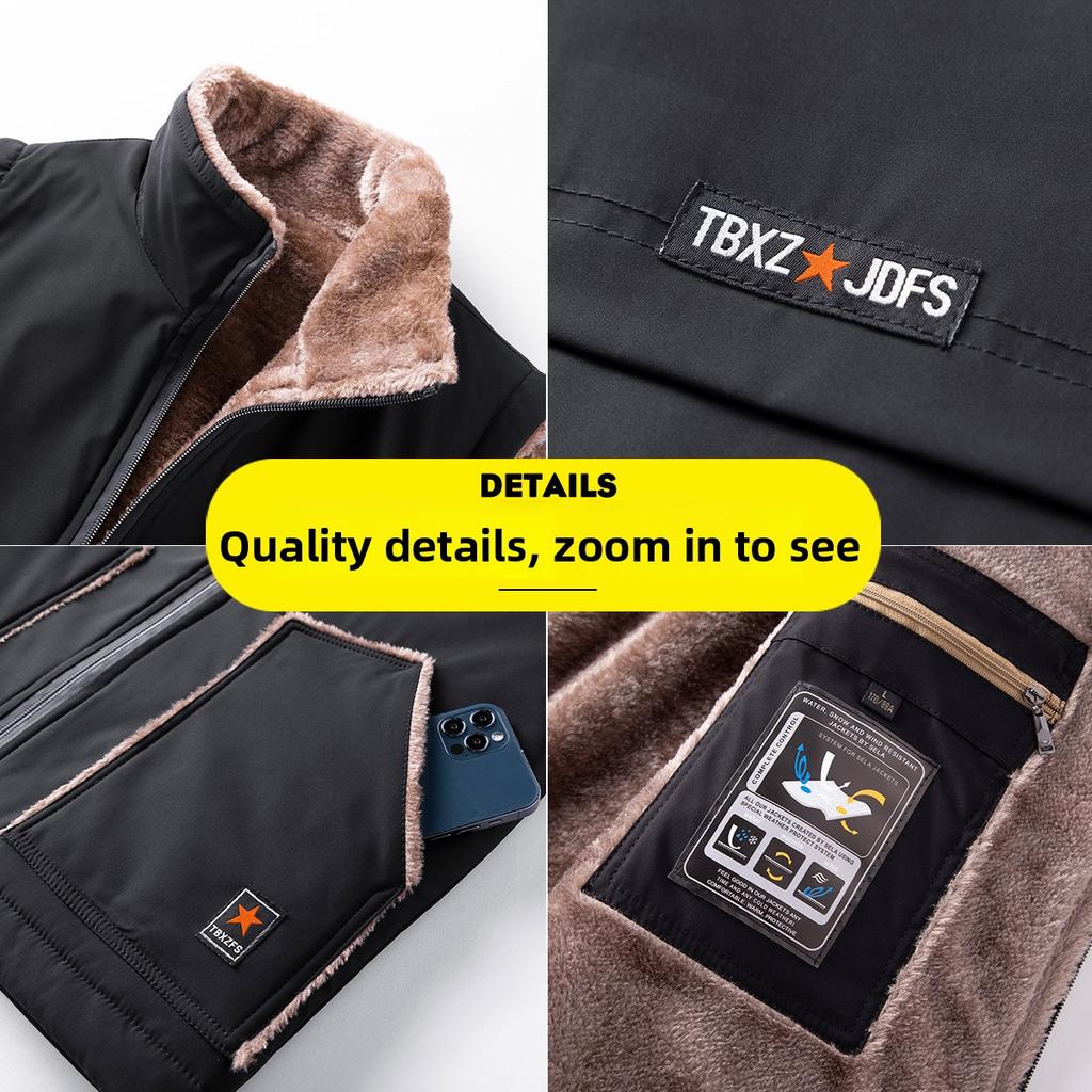 Plus Size Autumn Winter Fleece-Lined Thickened Vest for Men, Middle-Aged and Elderly, Slim Fit Vest, Warm Vest, Jacket for Men