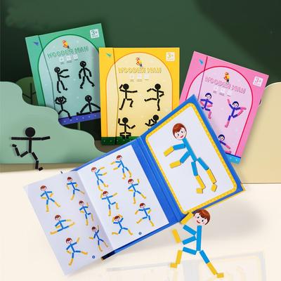Kinder Montessori Pädagogisches Lernen Holz Stick Mann Magnetische Puzzle Spiel Kinder Hand Geschick Feinmotorik Training Montieren Spielzeug