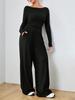 Loose Fit Women's Wide-Leg Pants Two-Piece Set - Soft, Stylish, Irregular Design