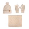 Womens Alpaca Wool Knit Hat Scarf Gloves Set Winter Warm Thick Lined Beanie Cap Cold Weather Outdoor