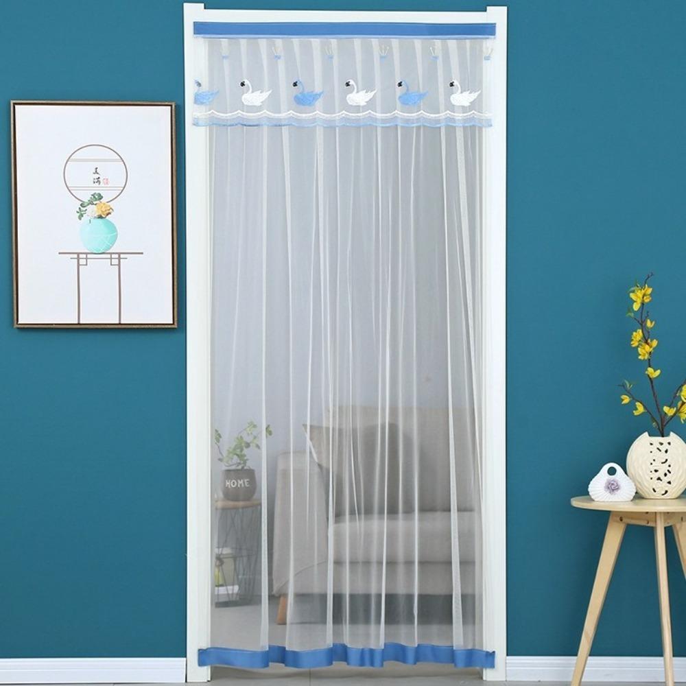 Self-adhesive Mosquito Proof Curtain No Punching Bedroom Partition Curtain  Kitchen Curtain 35.43x78.74 in синий
