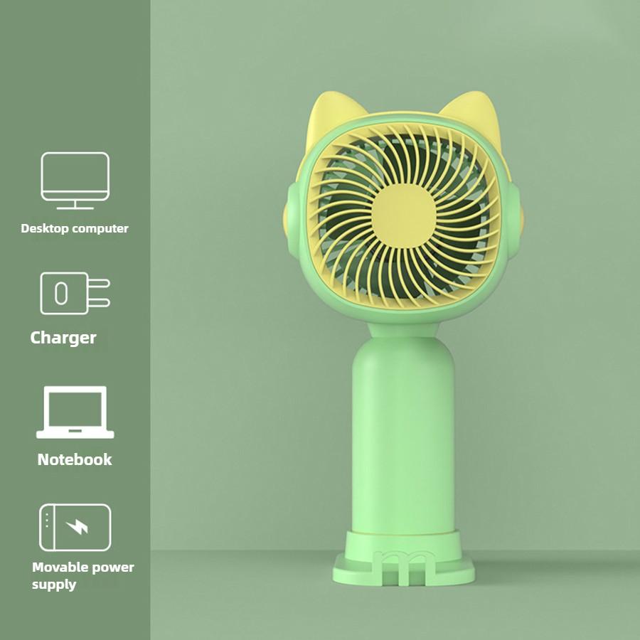Mini Portable Fan, Small and Powerful, Cute Design Personal Handheld fan and Desktop with Base, Lightweight USB Rechargeable