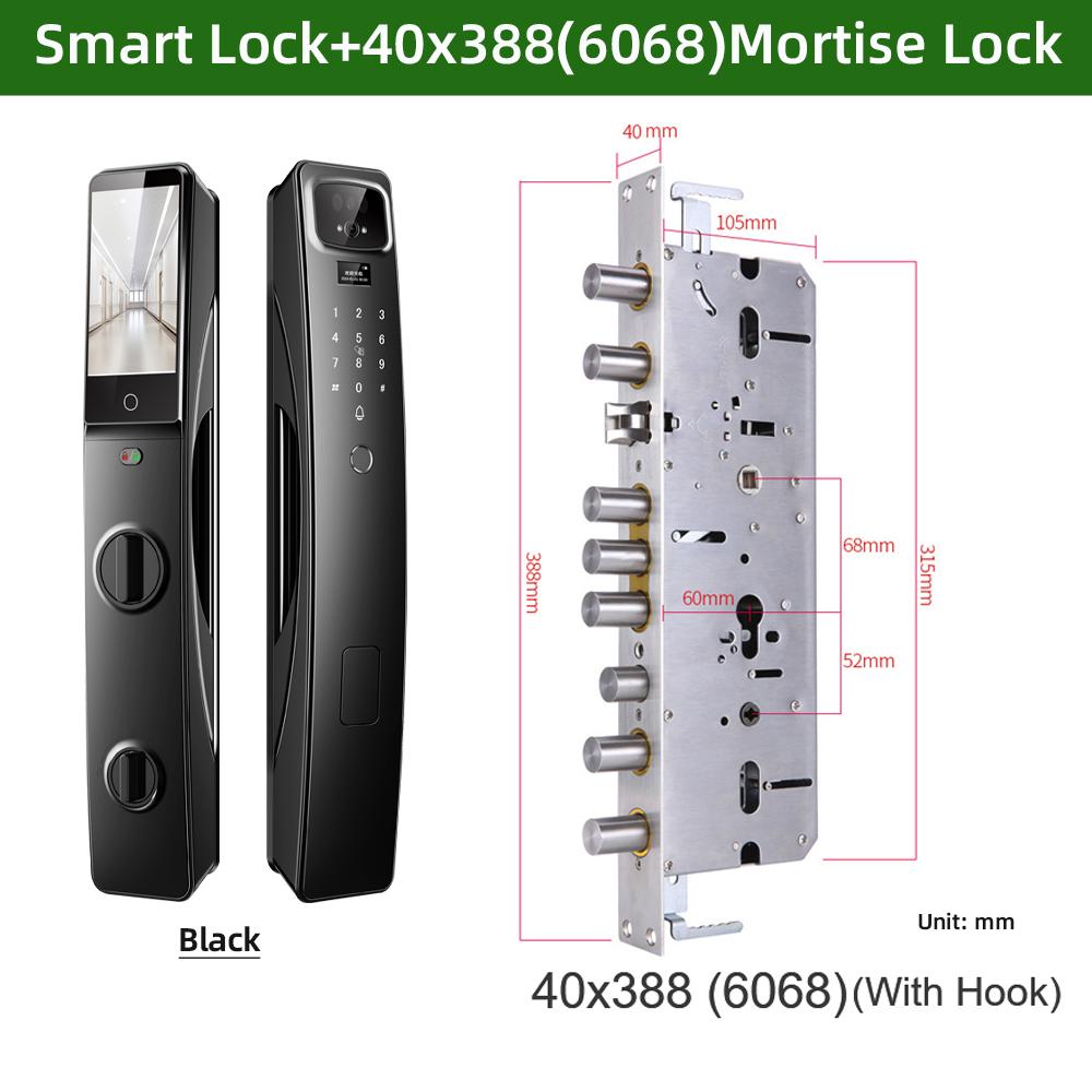 RAYKUBE Fechadura inteligente Tuya WiFi totalmente automática, intercomunicador de vídeo, desbloqueio remoto, reconhecimento facial