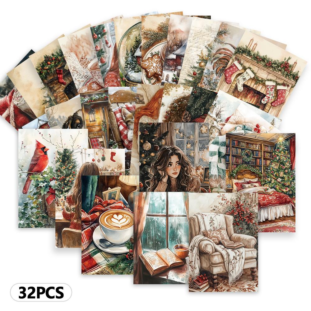 32, Vintage Christmas Postcards, Christmas, Birthday/Anniversary Gifts, Collectibles, Perfect for Gifting, Mail-Ready.