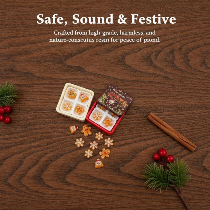 Cute Christmas Gingerbread Biscuit Gift Box Series 3D Resin Cabochon Diy For Keychain Earrings Dollhouse Accessories