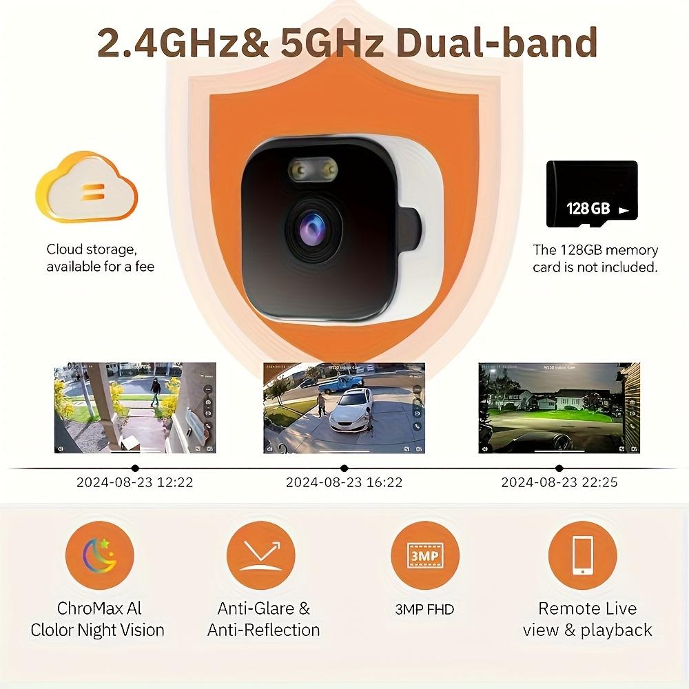Fensterkamera, unterstützt 2,4G und 5G WLAN, Farb-Nachtsicht, Zwei-Wege-Audio, Personen- und Bewegungserkennung und Allwetteraufzeichnung.