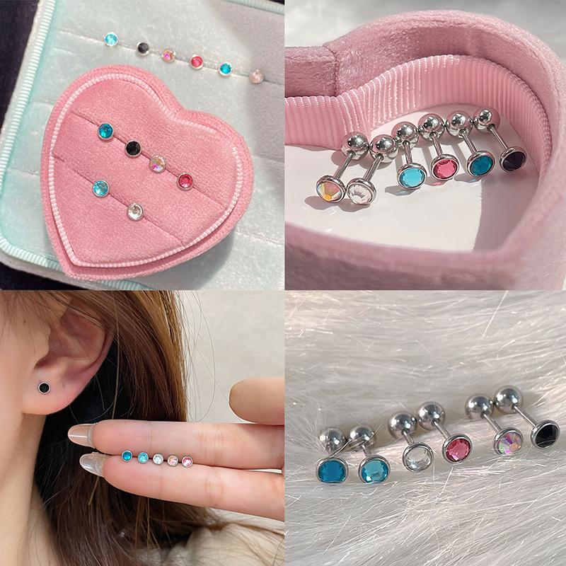4mm Náušnice s puzetou šroubovací zadní strana nerezová ocel zirkonové náušnice pro muže ženy piercing chrupavky ucha šperk do těla