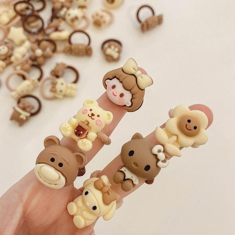 20Pcs/Lot Cute Cartoon Bear Rabbit Hair Bands Girls Elastic Rubber Band Headwear Flower Bow Baby Kids Hair Accessories Ornaments