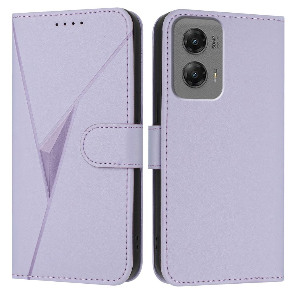 For Motorola Moto G Stylus 5G (2024) Case Triangle Imprint Leather Phone Cover with Lanyard