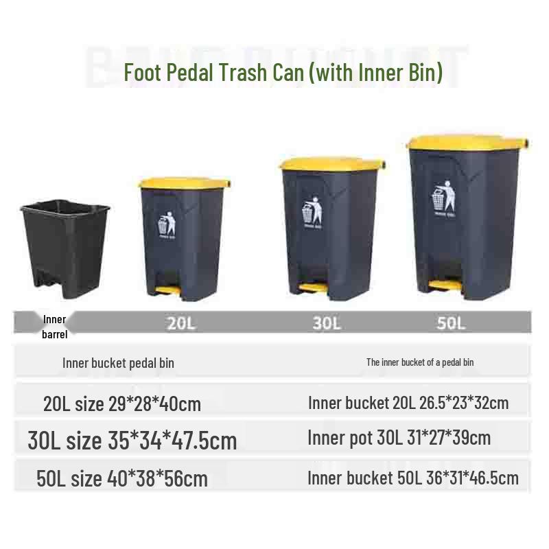 Large Outdoor Commercial Plastic Pedal Trash Can with Lid for Kitchen and Home