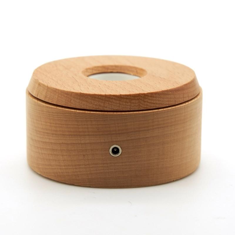 USB Operated Decorative Light Base Featuring 7 Chromatic Modes for Showcasing Glass Craft In Secure Wood Housing