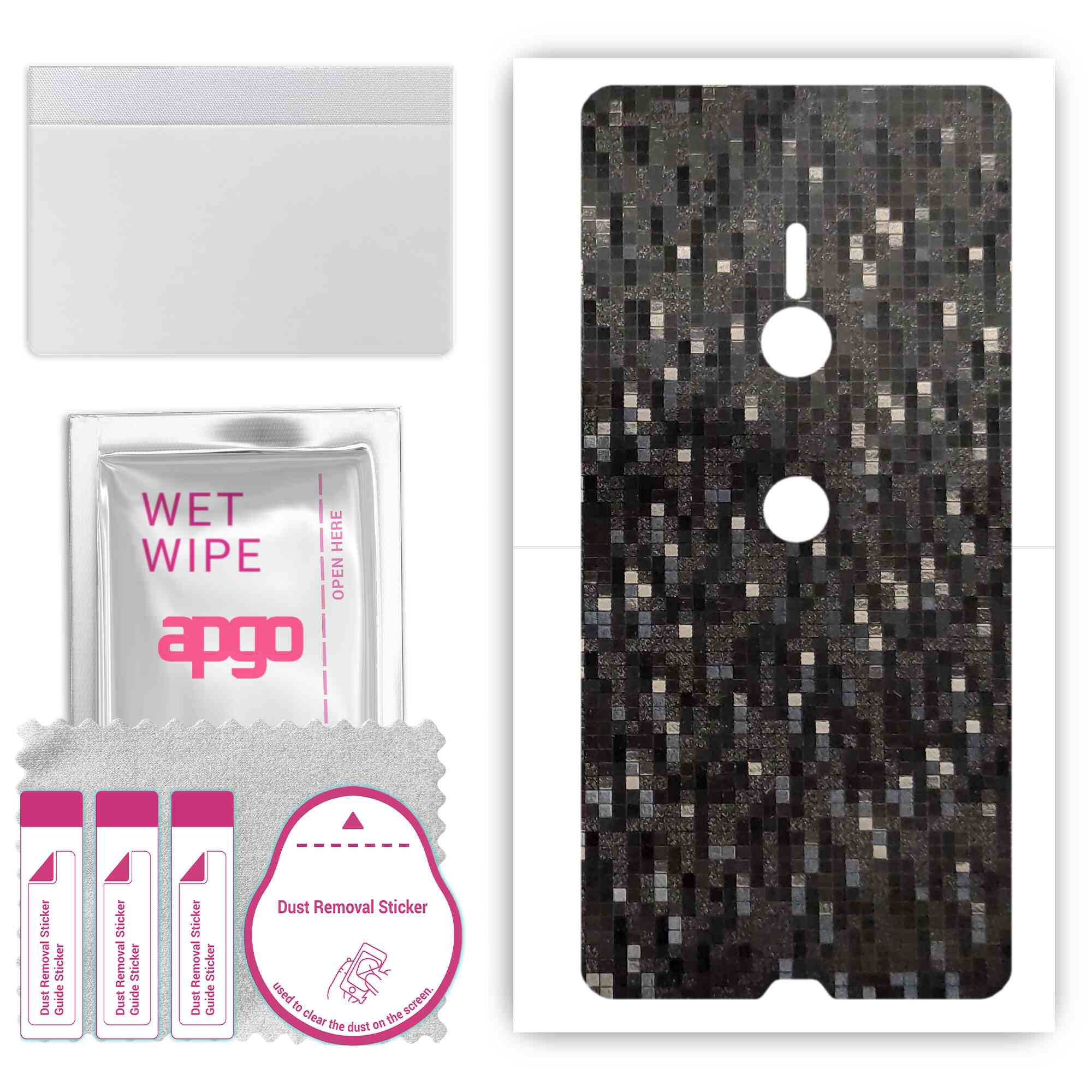 

Apgo Protective Skin Sticker for the back compatible with Sony Xperia XZ3, Wrap Film, Foil, Vinyl - Pattern Carbon Black Pixel
