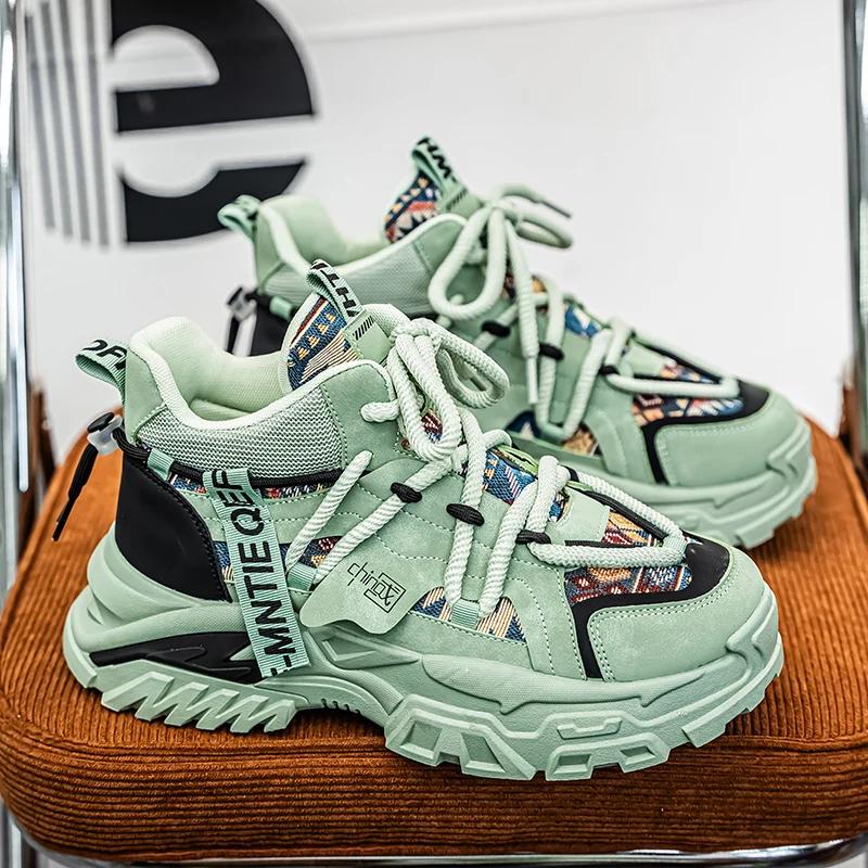 New Luxury Men's Patchwork Casual Sneakers Comfortable Platform Shoes Designed Height Increasing Sneakers Men Casual Sports Shoe