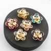 2026 new 23MM high-end temperament style gold retro flower rhinestone French shirt cufflink set simple wedding dress decoration