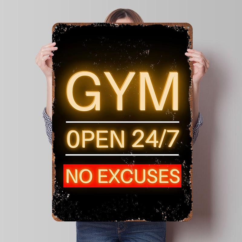 Gym Motivation Quotes Printed Posters Customizable Wall Art Retro Vintage Metal Tin Signs for Home Room Mancave Decoration Cozy