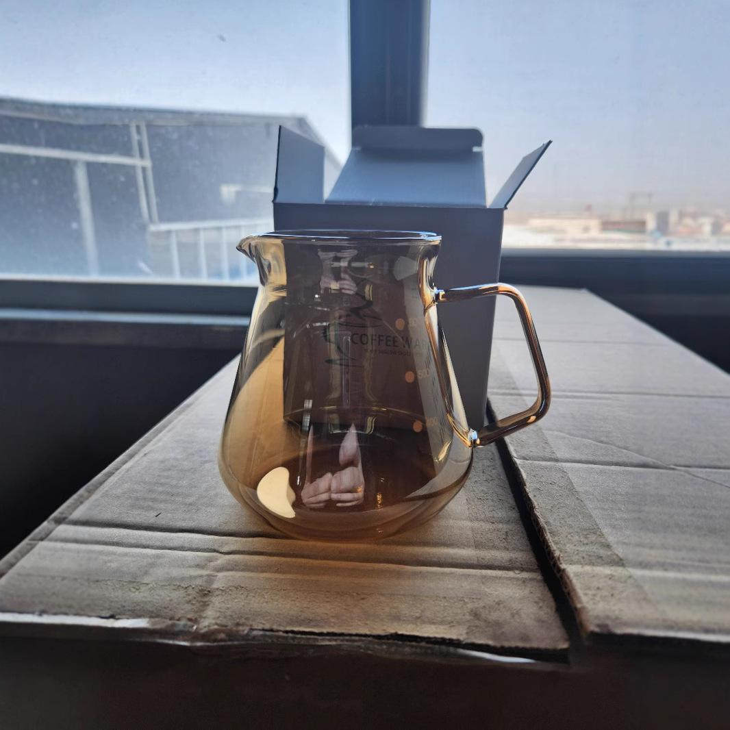 

Champagne Coffee Sharing Pot 600ml Glass Coffee Pot for 4 Servings Champagne gold 600 square handles шампанського