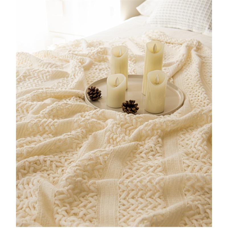 Acrylic Knitted Shawl Blanket Geometric Cable Knit Throw Blanket For Office Couch Sofa Blanket Autumn Winter Cozy Nap Blanket