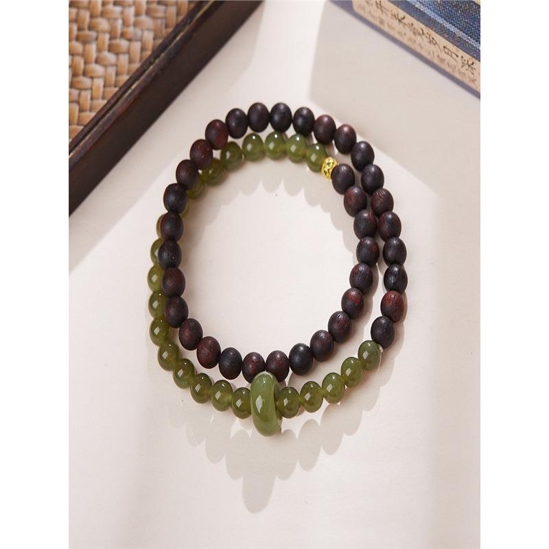 Myanmar Agarwood & Hetian Jade Bracelet: Unisex Prayer Wengwan Beads