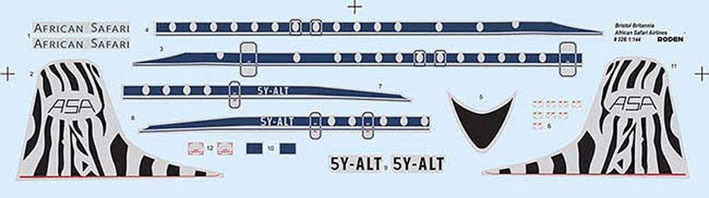 Roden Scale British Bristol 175 Britannia Turboprop Airliner African Safari Airways Plastic Model Kit RE14326 1/144