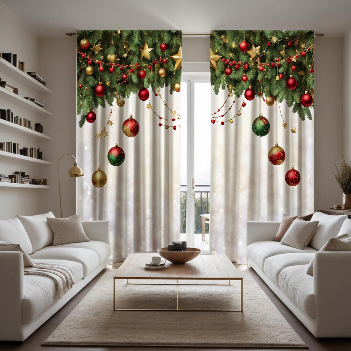 

2 шт. HD цифровые зеленые цветные подвесные шарообразные шторы для украшения дома, стильные шторы для гостиной, спальни, карнизы E W52H63inchW132H160cm