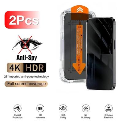 2Pcs For Apple iPhone 16e 16 17 Pro Max 15 Plus 14 13 12 11 XR XS Anti-peeping Screen Protector Toughened Glass Phone With Install Kit Remove