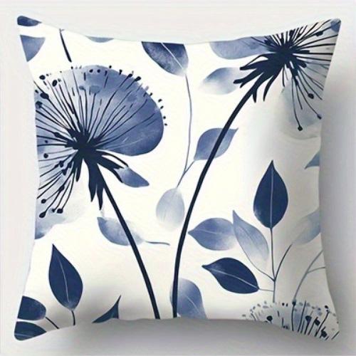 Blaues Löwenzahnmuster Kissenbezug, Sofa Schlafzimmer Kissenbezug, einseitiger Druck, ohne Kissenkern