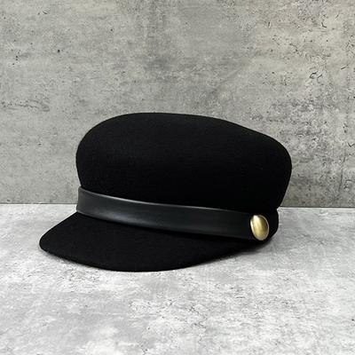 The Blogger Has The Same Fashionable And Versatile Face, Small Short Brim, Flat Top Styling Wool Top Hat, Women'S Autumn And Winter Belt, Equestrian