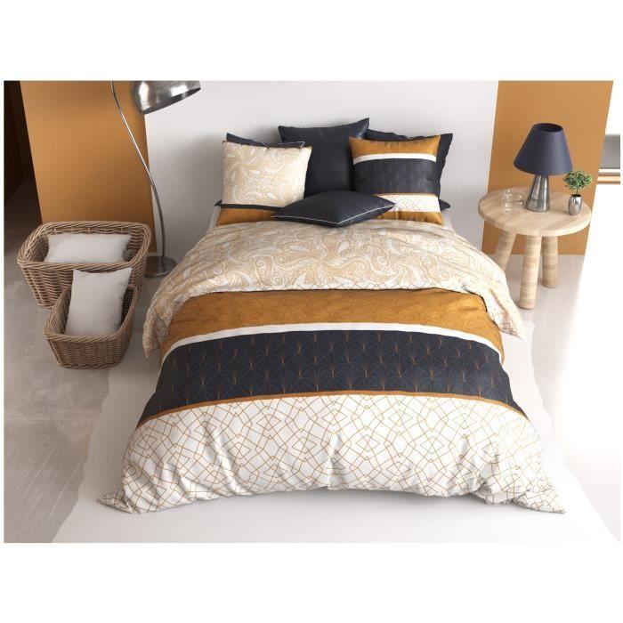 Housse de couette - Felorachic - 220x240 cm - 100% Coton - 2 Taies 63x63 cm - Beige