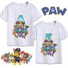 Paw Patrols Letter AZ TShirt White Cartoon Chase Skye Short Sleeve Tops Cute Rubble Zuma Summer Casual Clothes Birthday Gifts