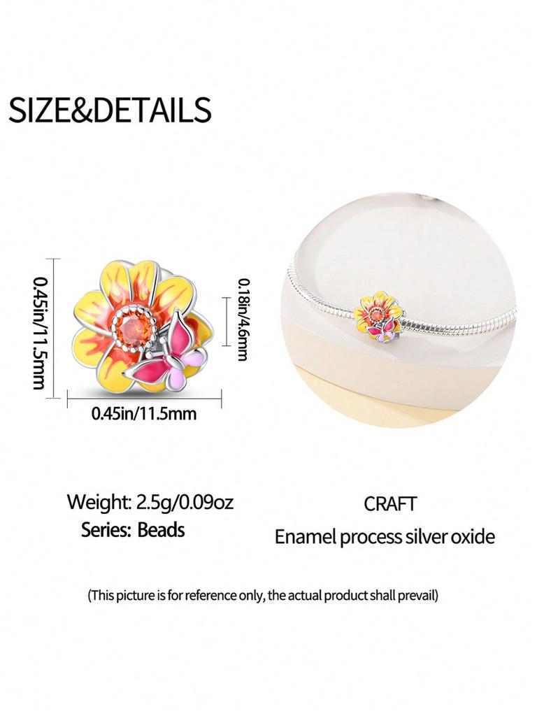 Charm Copper Colors Daisy Sunflower Kitten Bead For Original Bracelet Diy Beads Charms Jewellery Making Gift For Women Styfne