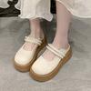2025 New Summer Comfortable Platform Mary Jane Women's Shoes Without Heel Bag Head Half Slippers Women's Single Shoes Outside Sandals