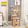 Multifunctional Rattan Cat Tree with Sisal Posts, Velvet Mats, Climbing Platform, Scratch Boards, and Cozy Nest for All Seasons