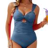 2024 Sexy Solid Color Cutout Backless Gathered One-Piece Swimsuit for Women