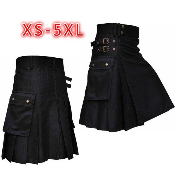 2023 Men s Scottish Festival Retro Pleated Skirt with Pocket XL